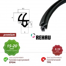 Уплотнитель "Резинка" резиново-каучуковый Premium класса для металлопластиковых окон и дверей в силиконовой смазке Rehau (черный)